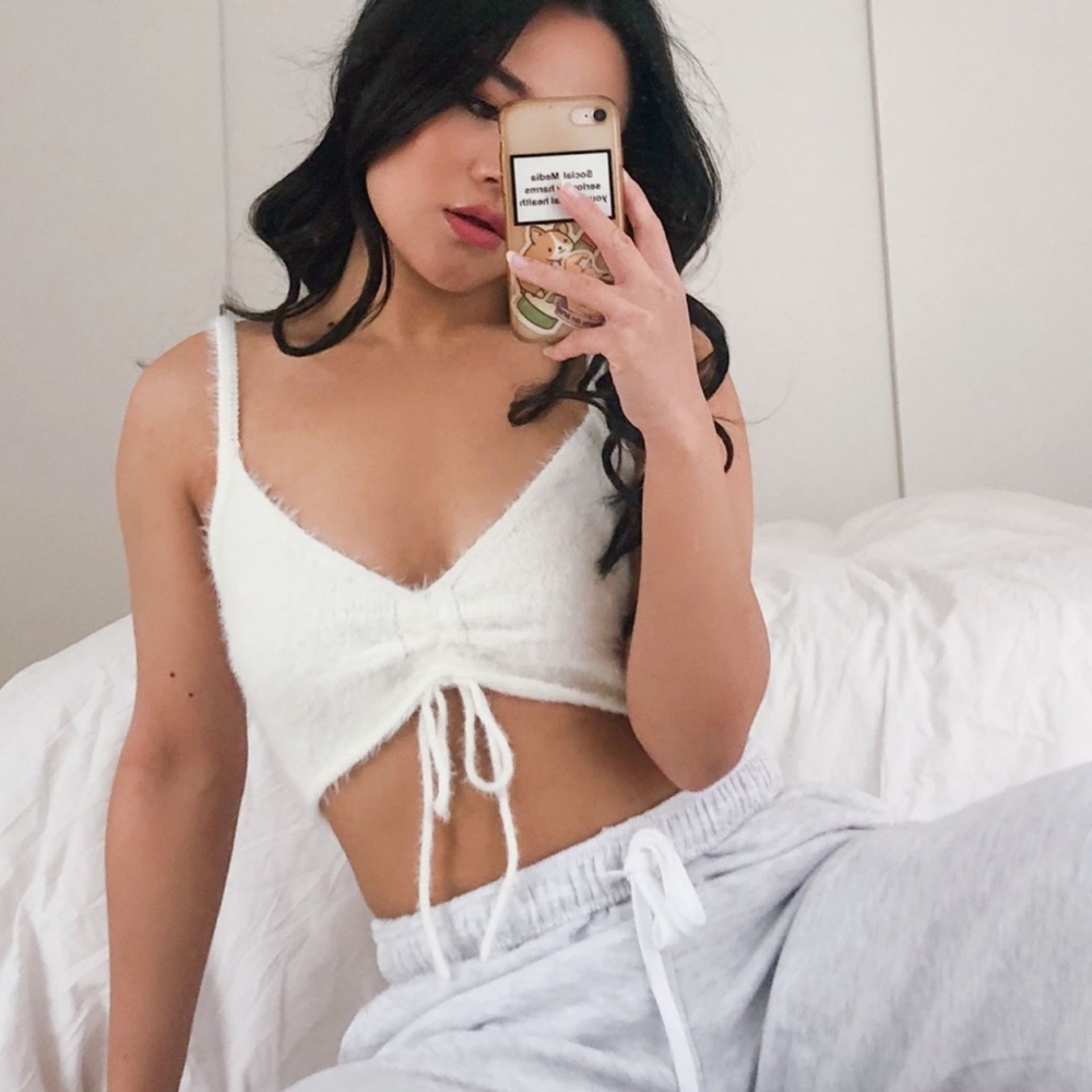 Garage Fuzzy Ruched Cami Snow White Size L